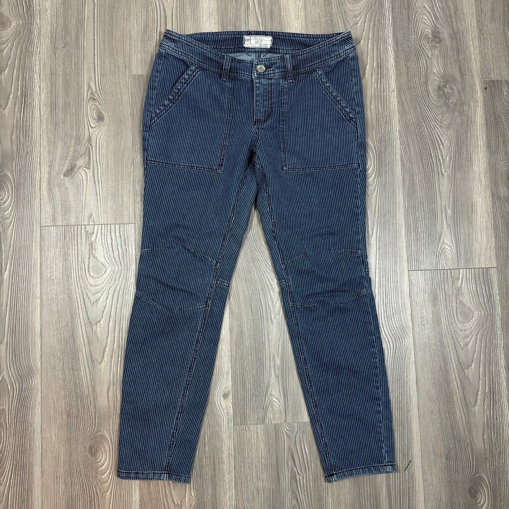 Free People Pin Striped Jeans with Carpenter Style Details - SIZE 28 Boho
